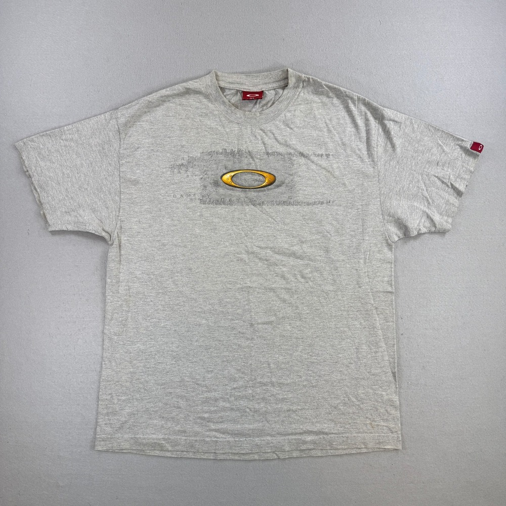 Vintage Oakley Software T-Shirt Mens XL Gray Center Logo Graphic Streetwear Y2K